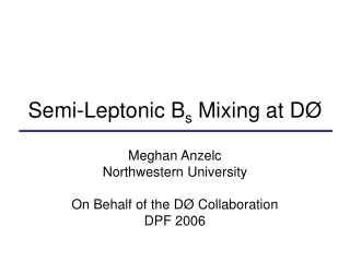 Semi-Leptonic B s Mixing at D Ø