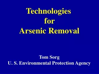 Technologies  for  Arsenic Removal