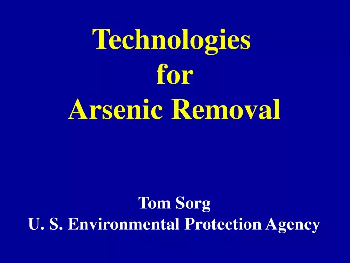 technologies for arsenic removal