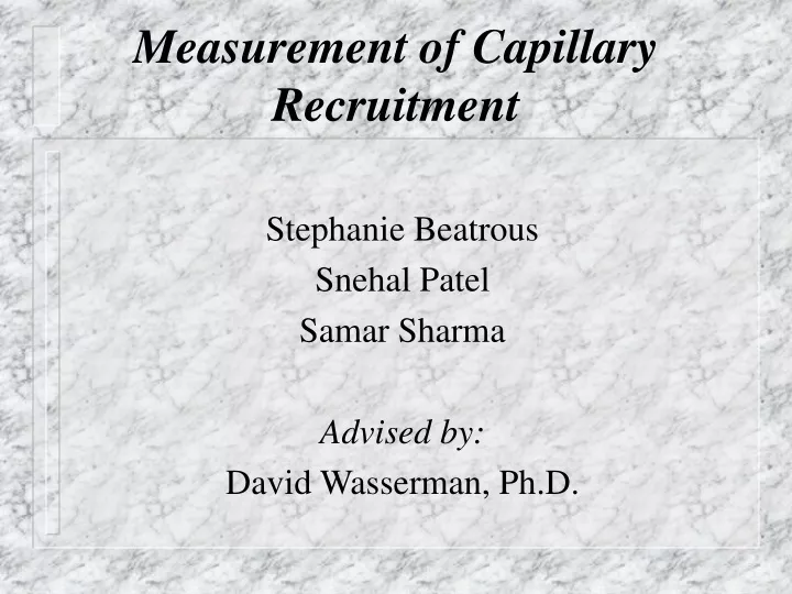 measurement of capillary recruitment