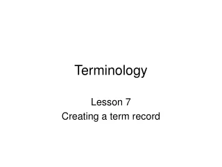 Terminology