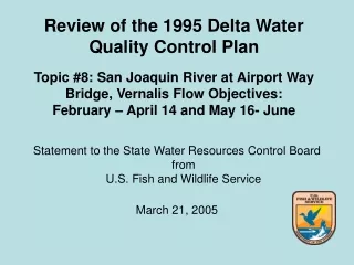 Statement to the State Water Resources Control Board from U.S. Fish and Wildlife Service