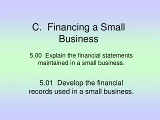 C.  Financing a Small Business