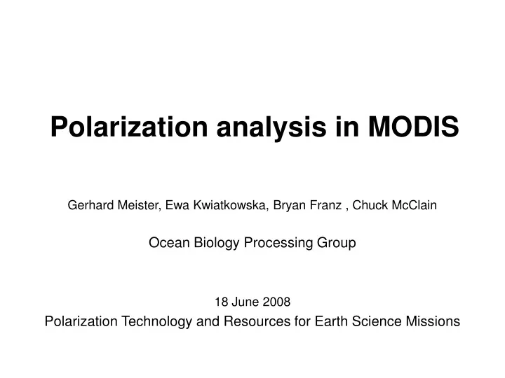 polarization analysis in modis