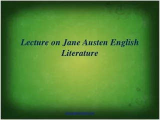 Lecture on Jane Austen English Literature