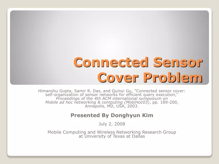 connected sensor cover problem