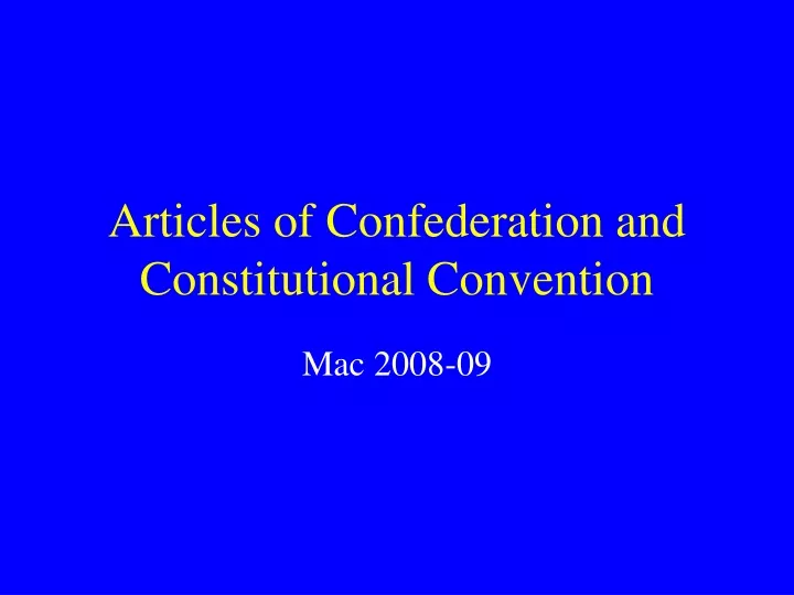 articles of confederation and constitutional convention