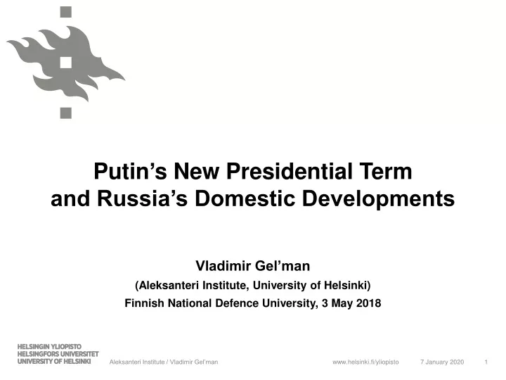 putin s new presidential term and russia s domestic developments