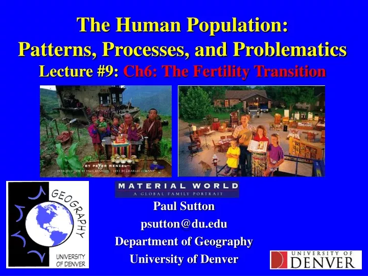 the human population patterns processes and problematics lecture 9 ch6 the fertility transition