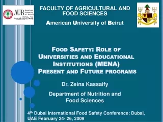 FACULTY OF AGRICULTURAL AND FOOD SCIENCES