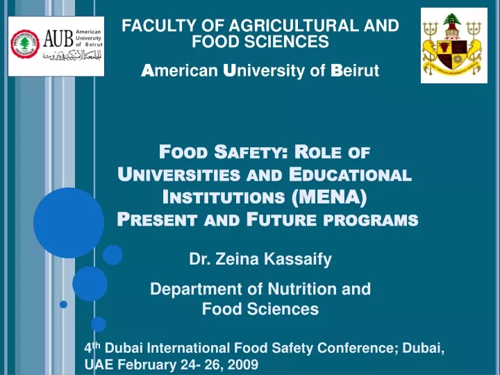 food safety role of universities and educational institutions mena present and future programs