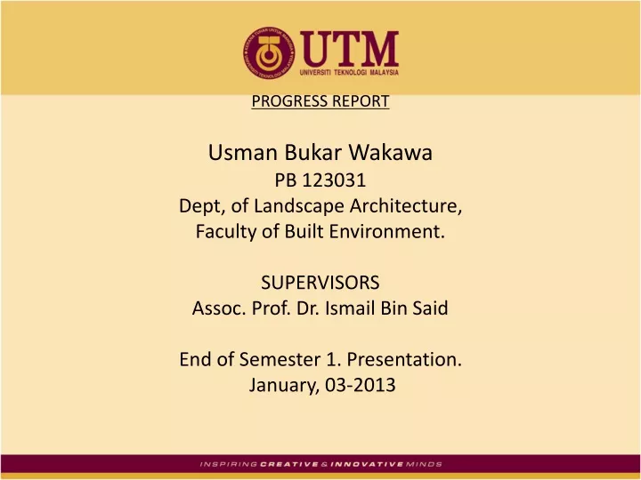 progress report usman bukar wakawa pb 123031 dept