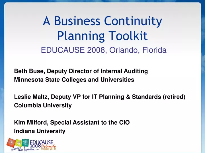 a business continuity planning toolkit