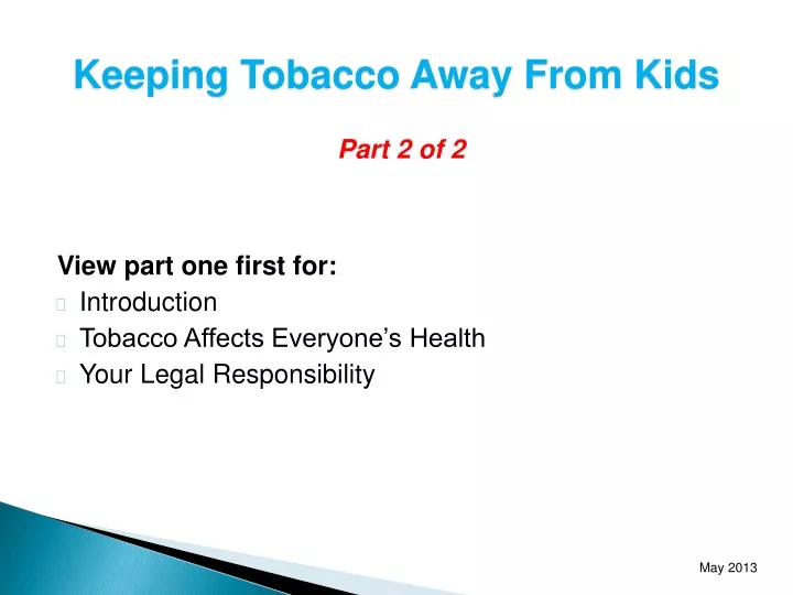 keeping tobacco away from kids