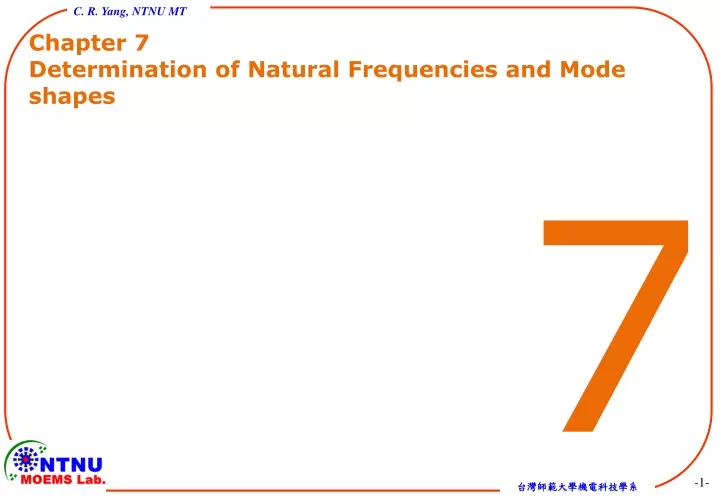 chapter 7 determination of natural frequencies and mode shapes