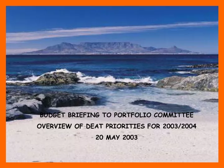 budget briefing to portfolio committee overview