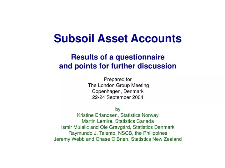 subsoil asset accounts results of a questionnaire