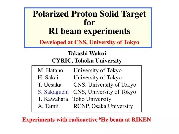 polarized proton solid target for ri beam experiments
