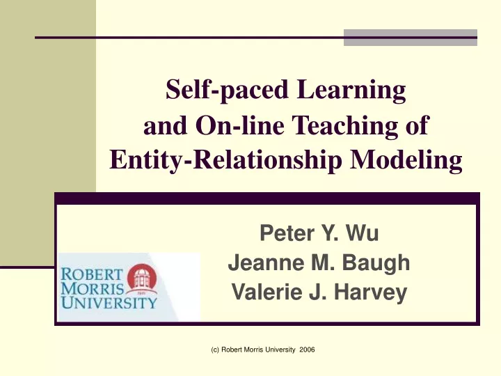 self paced learning and on line teaching of entity relationship modeling