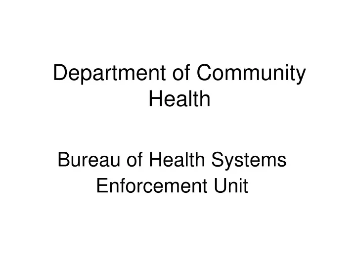 department of community health