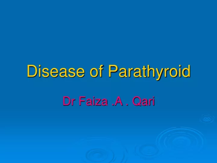 disease of parathyroid