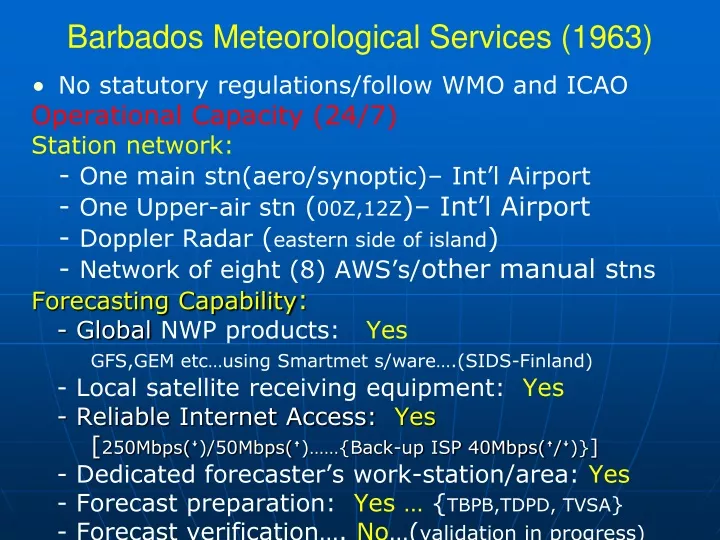 barbados meteorological services 1963