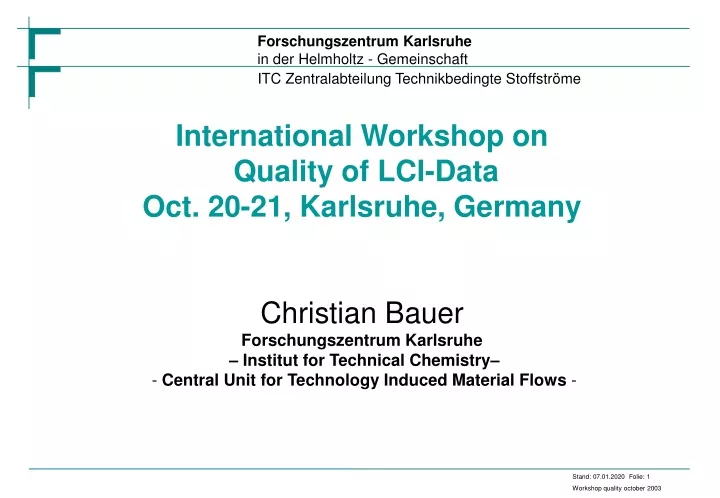 international workshop on quality of lci data