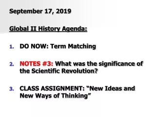September 17, 2019 Global II History Agenda: DO NOW: Term Matching