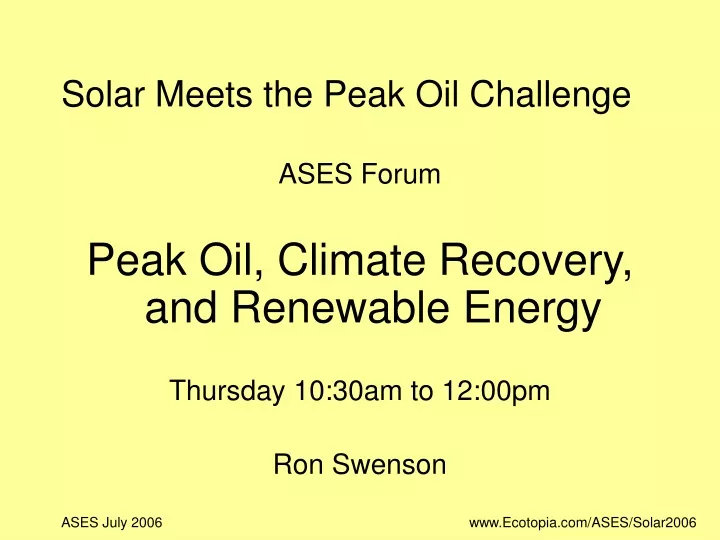 solar meets the peak oil challenge