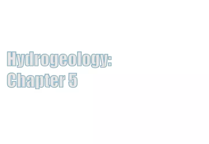 hydrogeology chapter 5