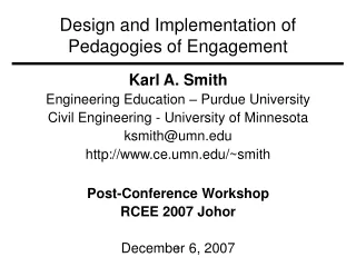 Design and Implementation of  Pedagogies of Engagement