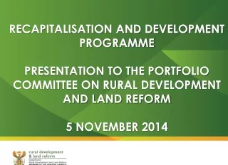 Background on  Recapitalisation  and Development  Programme  (RADP)