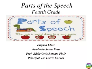 Parts of the Speech Fourth Grade