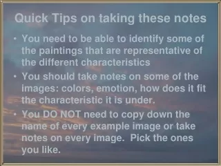 Quick Tips on taking these notes