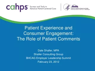 Patient Experience and Consumer Engagement: The Role of Patient Comments