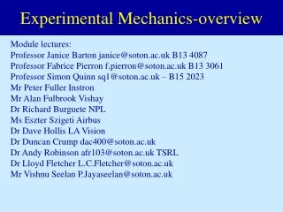 Experimental Mechanics-overview