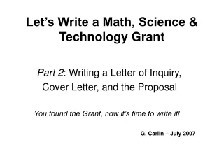 Let’s Write a Math, Science &amp; Technology Grant