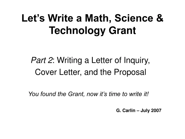 let s write a math science technology grant