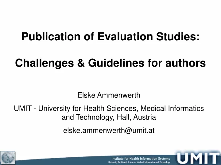 publication of evaluation studies challenges