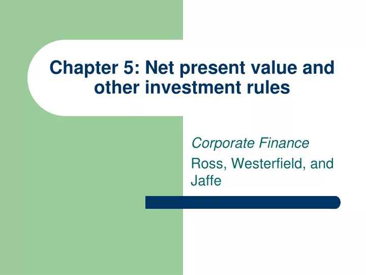 chapter 5 net present value and other investment rules