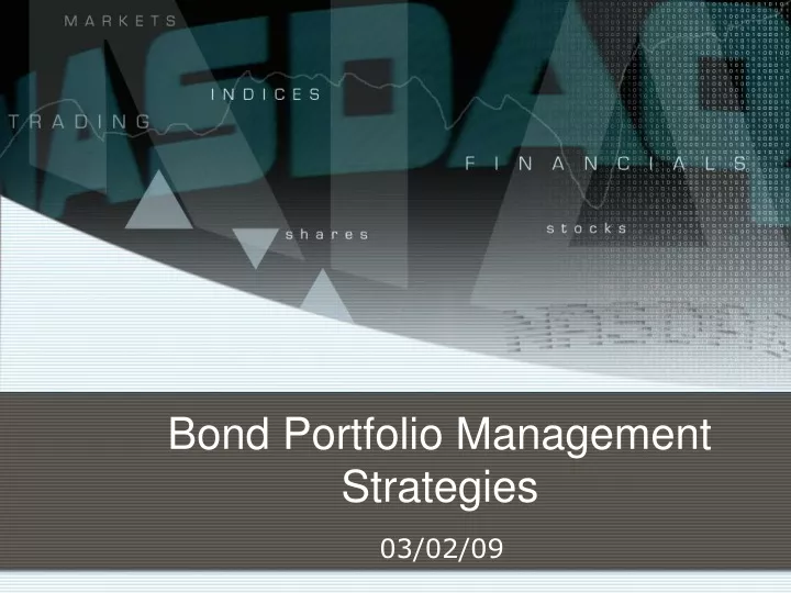 bond portfolio management strategies