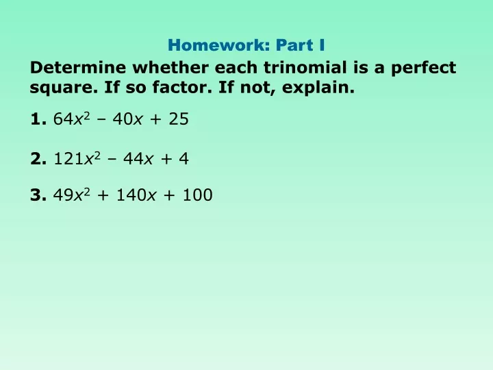 homework part i