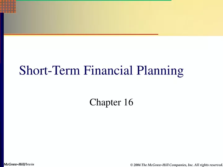 short term financial planning