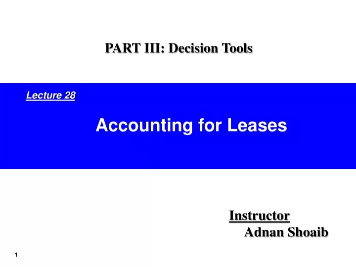 part iii decision tools