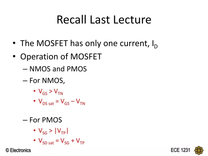 recall last lecture