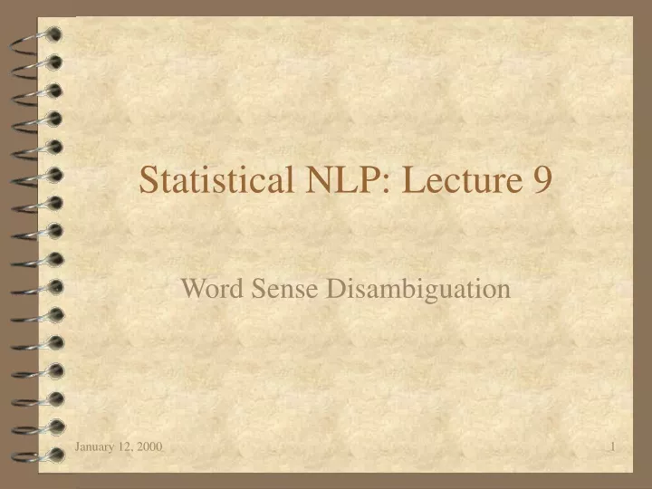 statistical nlp lecture 9