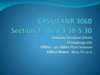 CRSS/FANR 3060  Section 2: Wed 3:30-5:30