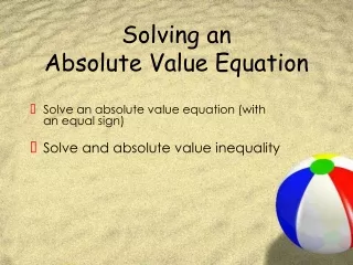 Solving an  Absolute Value Equation