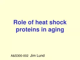 Role of heat shock proteins in aging