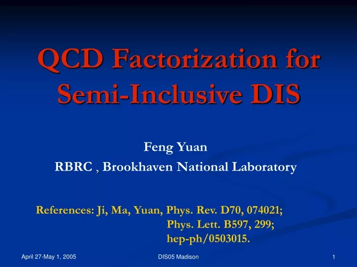 qcd factorization for semi inclusive dis